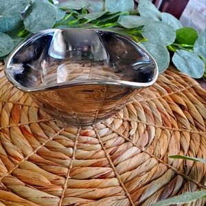 folded edge mercury  glass dish bowl 3 inches Vtg